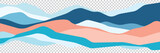 Fototapeta Sawanna - Mountains flat color illustration. Colorful hills on transparent background. Abstract simple landscape. Multicolored aqua shapes. Vector design art