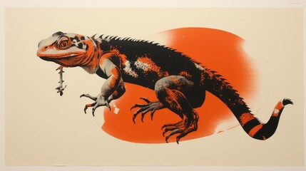 Poster - iguana on a black background