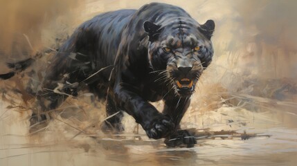 Wall Mural - black and tiger