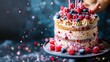A deliciously decorated cake steals the spotlight at the birthday bash with copy space