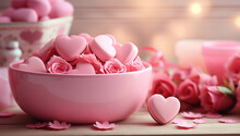 Bole Of Pink Hearts And Roses