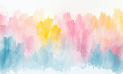 Wall Mural - Watercolor Abstract Paint Wallpaper: Bright Pink Stains and Pastel Blue Splashes on White Paper