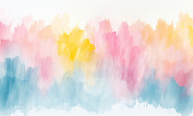 Sticker - Watercolor Abstract Paint Wallpaper: Bright Pink Stains and Pastel Blue Splashes on White Paper