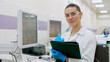 © wedmoments.stock - A female scientist controls the operation of devices for laboratory research. Modern laboratory technologies. Medical research centrifuge.