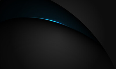 Wall Mural - abstract blue black shadow curve overlap on dark grey geometric with blank space design modern luxur