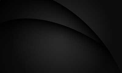 Wall Mural - abstract black shadow curve overlap on dark grey geometric with blank space design modern luxury bac