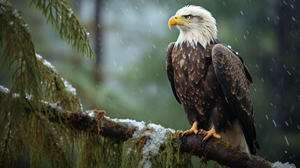 Wall Mural - bald eagle on a branch