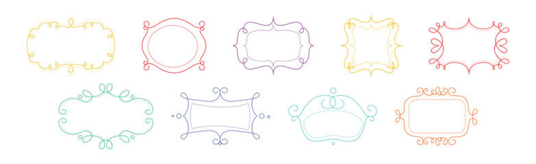 Sticker - Decorative Shaped Frames with Swirling Line Vector Set