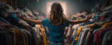 Fototapeta  - young woman in messy wardrobe at home