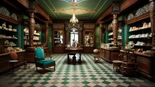 Elegant Antique Pharmacy Interior