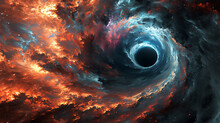 Black Hole Background In A Galaxy Supernova Nebular Of The Universe With Celestial Stars In The Night Sky During A Cosmic Event Forming Spiral Arms, Stock Illustration Image
