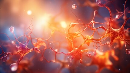 Wall Mural - Vibrant nerve cells and neurons as a medical background for research and healthcare concepts