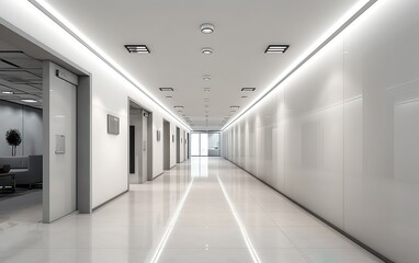 Modern office corridor or hallway interior