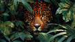 jaguar in zoo, a jaguar camouflaged amidst dense foliage, representing stealth and power in the jungle