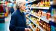 Old lady concerned with high food prices and inflation