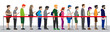© bnrcreativelab - Group of people standing waiting in line queue horizontal format