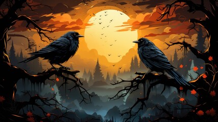 Wall Mural - halloween scene