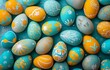 Decorated Easter eggs. Colorful background.
