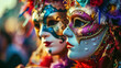 Fun moments on the carnival, where lovers put on masks and have fun together