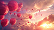 Love messages written in balloons flying into heaven
