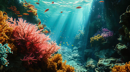 Poster - The mysterious world of coral reefs, where paints and forms create the impression of a magic under