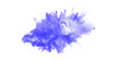Blue holi paint color powder. Abstract blue dust explosion on white background. Blue holi paint color powder festival explosion burst isolated white background. Blue vibrant rainbow Holi paint color.