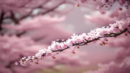 Poster - Closeup of Beautiful Spring Sakura Flowers on Cherry Blossom Trees