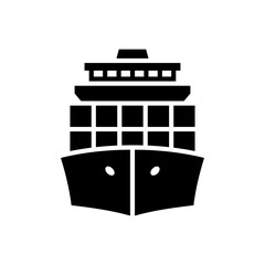 Poster - Cargo ship icon. Containers. Global trade. Goods. Shipping. Supply chain. Vector icon isolated on white background.