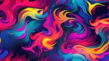  A Multicolored Background With Swirls Of Different Colors On A Black Background With A Red, Yellow, Blue, Green, Pink, Purple, And Orange Color Scheme.