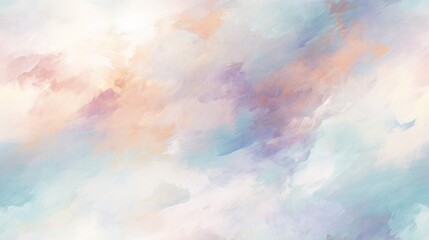 Sticker -  a painting of a blue, pink, and yellow sky with a white cloud in the middle of the sky.