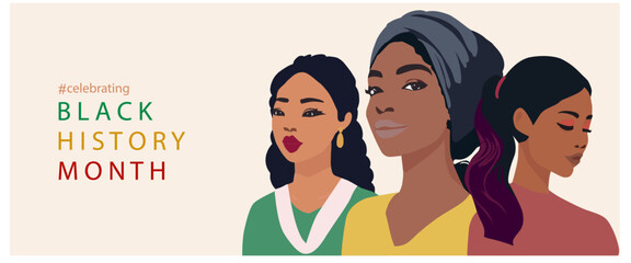 Wall Mural - Celebrating Black History Month.  Women's history month banner.	