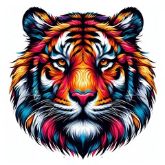 Wall Mural - Tiger head colorful design vector illustration for t-shirt print. 