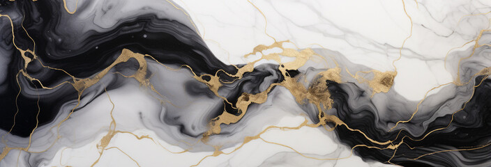 Wall Mural - black and white marble texture background