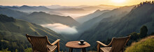 Wooden Table In Mountains