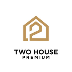 Two House letter logo icon design illustration template