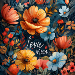 Poster - 1:1 Love Mom design expresses appreciation and love for mom on Mother's Day. Perfect for greeting cards. printed t-shirt background or other high quality prints.