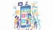 © Tatsuya - アプリ開発の開発者チーム イラストDevelopers team illustration. Working on mobile/web application development. [Generative AI]