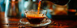 © Яна Ерік Татевосян - Pour hot coffee into a glass. Selective focus.