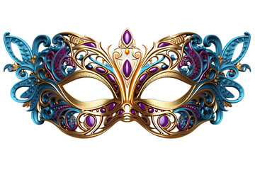 Classic Mardi gras mask isolated on transparent background. 3d rendering. Creativity idea design element Carnival masquerade fantasy mask