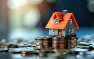 miniature house in stack of coins