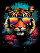 T-shirt design, (tiger) wearing sunglasses, in the style of art academia created with Generative Ai