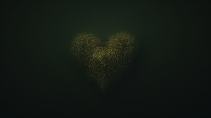 Poster -  a large heart shaped object in the middle of a dark room with a light coming from the top of it.