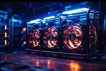 Modern powerful cryptocurrency mining farm