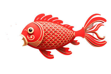 Wall Mural - 3d cartoon Character Chinese New Year Fishrnaments Art
