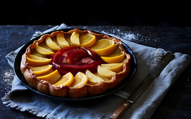 Capture the essence of Tarte Tatin in a mouthwatering food photography shot