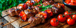 mini kebab meat with vegetables. Selective focus.
