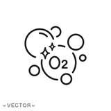 Fototapeta  - oxygen molecule icon, O2 model, clean air concept, thin line symbol isolated on white background, editable stroke eps 10 vector illustration.