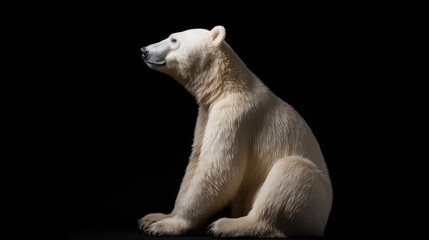 Wall Mural -  a polar bear sitting in the dark with its head turned to the side and it's head turned to the side.