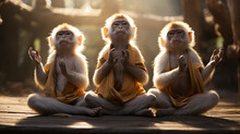 Varis Monkeys Doing Yoga In Monk Clothing