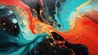 energetic confluence of warm and cool hues dynamic abstract liquid artwork in red, blue, and gold for design inspiration